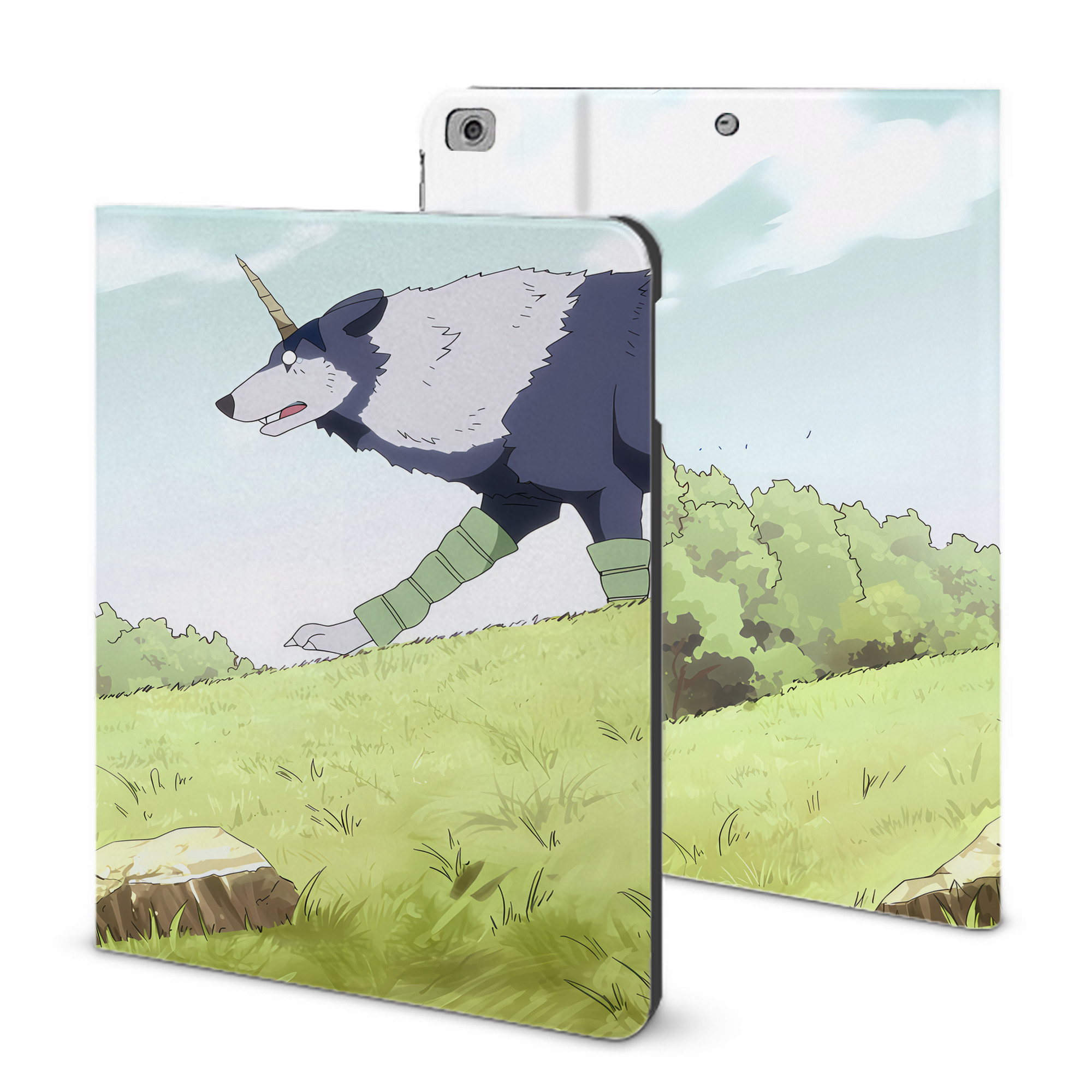 （画像用） 転スラ Regarding Reincarnated to Slime IPad ケース ブック型 PUレザー TPU 耐衝撃 軽量 薄型 ペン収納なし 全面保護 IPad 各モデル対応